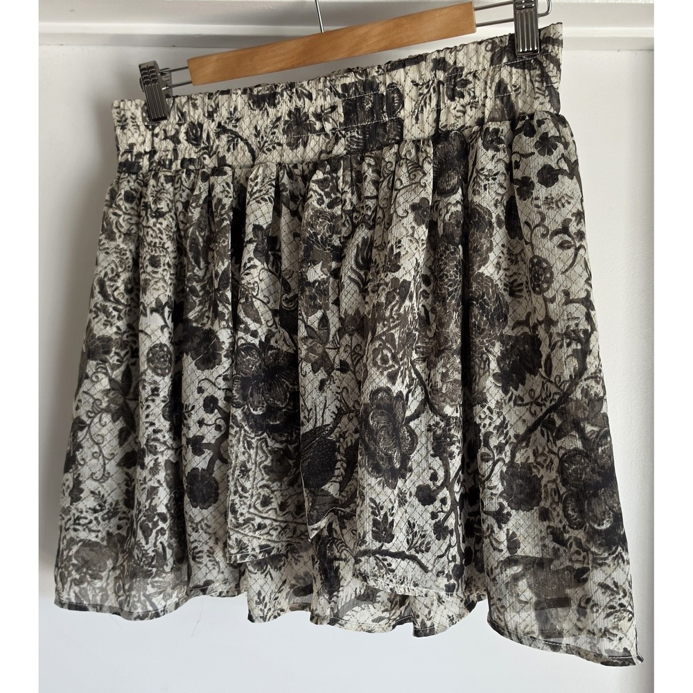 Converse Women Floral Skirt Size 8 Black White Midi Wrap A-Line